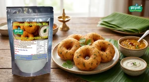 Crispy instant medu vada made using Zatpat Food Premixes served with chutney and sambar